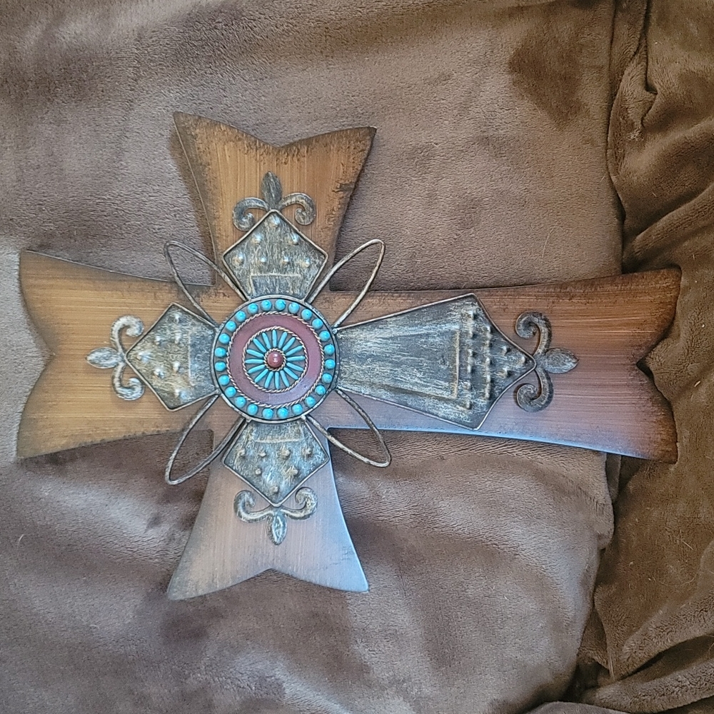 Turquoise wooden cross